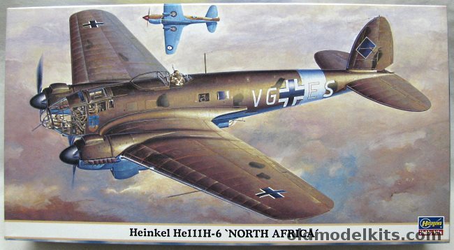 Hasegawa 1/72 Heinkel He-111 H-6 North Africa - Rommel's Aircraft March '41 / Albert Kesselring's Aircraft '41 / 4/KG26 1942, 00803 plastic model kit